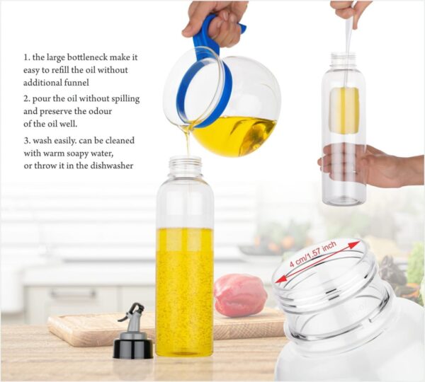 JEM 1 Liter Oil Dispenser with Lid – Clear Bottle with Drip-Free Spout for Controlled Pouring - Image 7