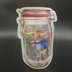 JEM Reusable Airtight Seal Plastic Food Storage Mason Jar Zipper – 500ml