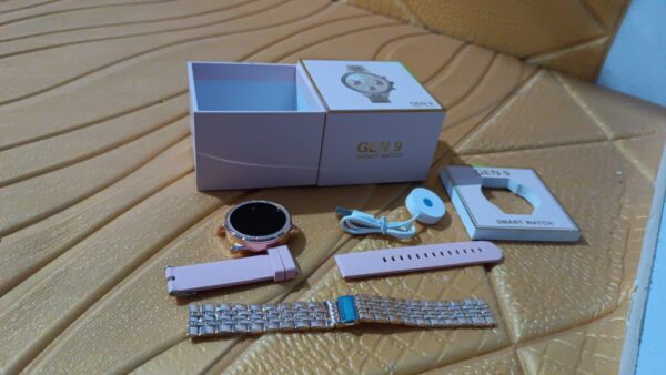 JEM Gen 9 BT Calling Smartwatch with Rose Gold & Diamond Strap – HD Display, Always-On, Wireless Charging - Image 6