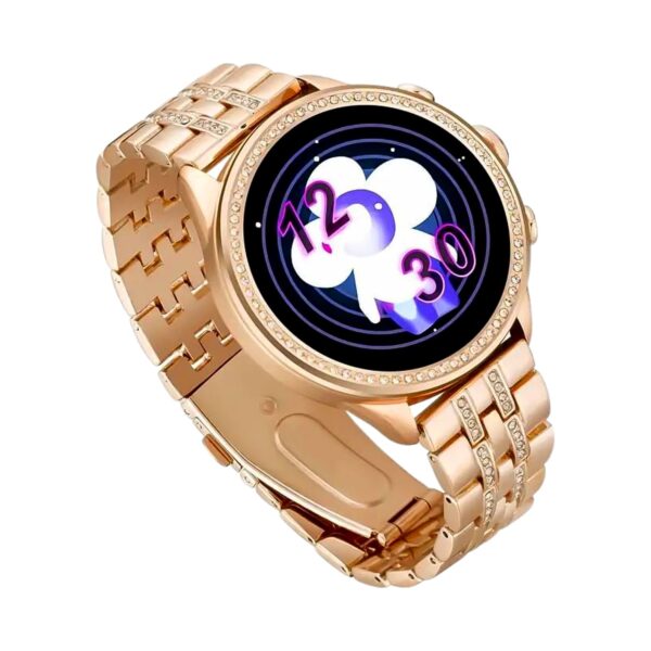 JEM Gen 9 BT Calling Smartwatch with Rose Gold & Diamond Strap – HD Display, Always-On, Wireless Charging - Image 5